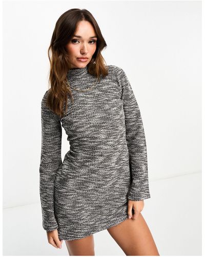 EDITED Textured Knit Mini Dress - Grey