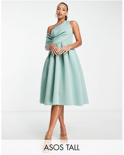 ASOS Asos Design Tall Bare Shoulder Prom Midi Dress - Green