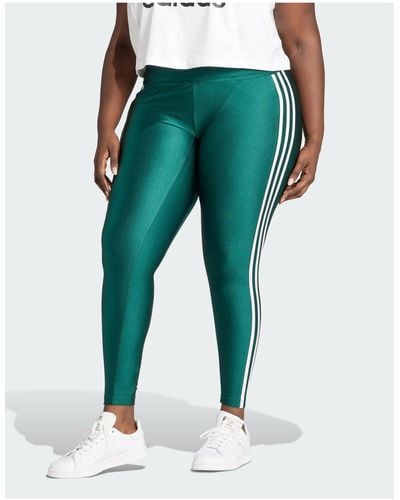 adidas Originals Adidas plus - leggings verdi con 3 strisce - Verde