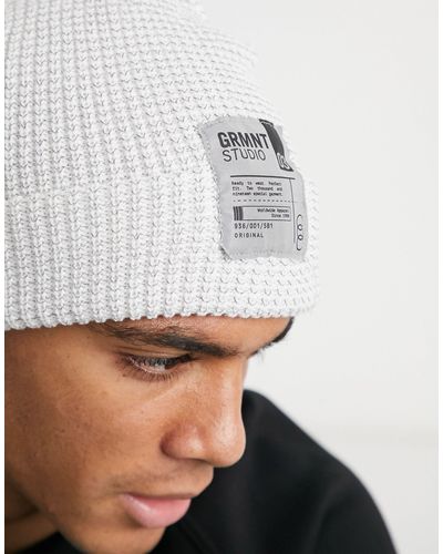 Bershka Beanie Hat With Patch - White