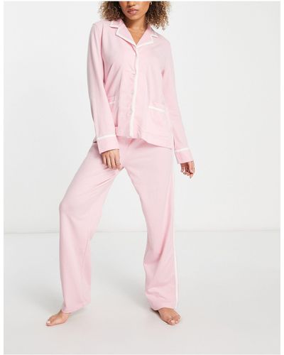 Lauren by Ralph Lauren Zacht Gebreide Lange Pyjamaset - Roze