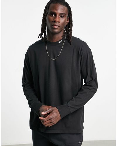 Reebok Classics - wardrobe essentials - t-shirt a maniche lunghe nera - Nero