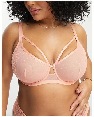 DORINA Curve - kimora - soutien-gorge non rembourré en tulle à pois avec détail en dentelle - corail - Noir