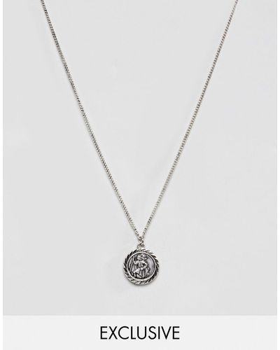 Reclaimed (vintage) Inspired St Christopher Pendant Necklace - Metallic