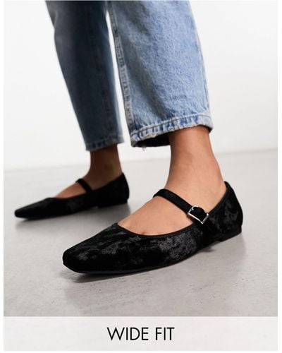 ASOS Wide fit - league - ballerine mary jane nere - Bianco