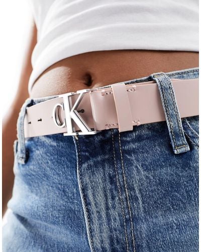 Calvin Klein Leather Monogram 30mm Belt - Blue