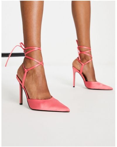 ASOS Zapatos color coral con tacón alto y diseño - Rosa
