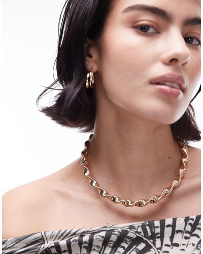 TOPSHOP Nyla Wavy Stretch Necklace - Brown