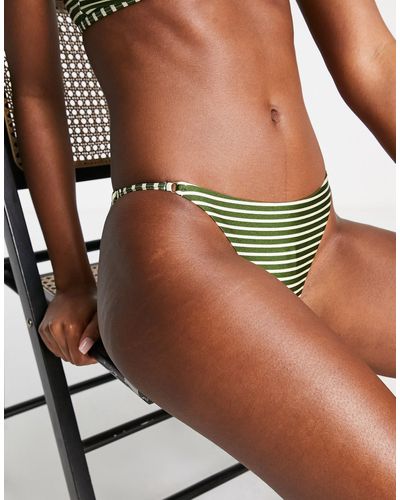 TOPSHOP Stripe Adjustable Tanga Bikini Bottom - Green