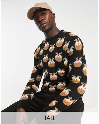 Another Influence Tall Pudding Christmas Jumper - Black