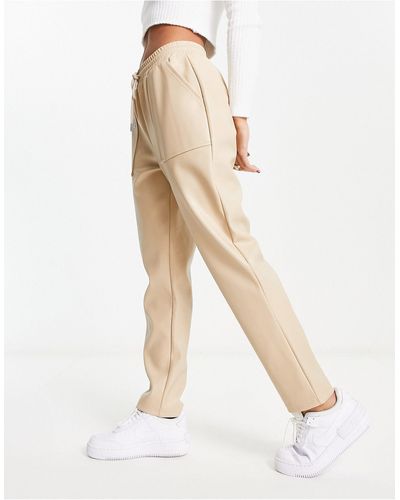 ASOS Pull On Faux Leather Trackies - White