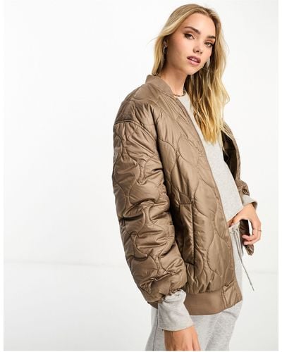 Vero Moda Quilted Bomber Jacket - Natural