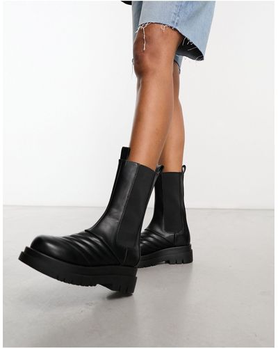 Raid Adalee Stitch Detail Calf Length Boots - Black