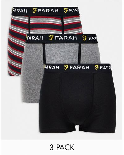 Farah Hagon - confezione da 3 boxer neri, a righe e antracite - Multicolore