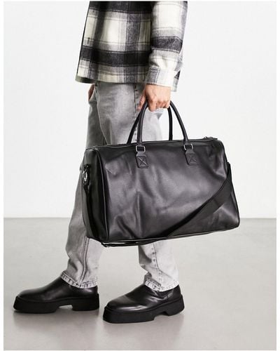 ASOS Smart Faux Leather Weekend Holdall Bag - Black