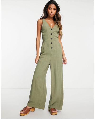 TOPSHOP Utility Pocket Casual Jumpsuit - Green