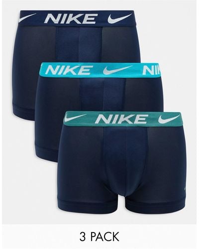 Nike Dri-fit Essential Microfibre Trunks 3 Pack - Blue