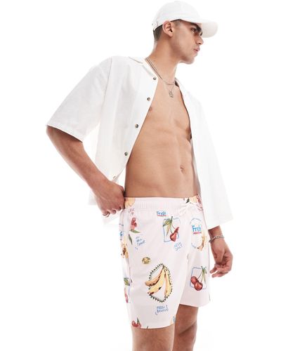 Hollister 5inch Tropical Produce Print Swim Shorts - White