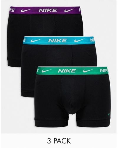 Nike Everyday Cotton Stretch Trunks 3 Pack - Black