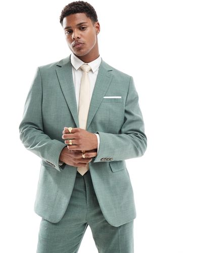 SELECTED Linen Mix Slim Fit Suit Jacket - Green