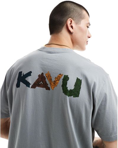 Kavu Camiseta con logo delantero estilo botánico - Gris