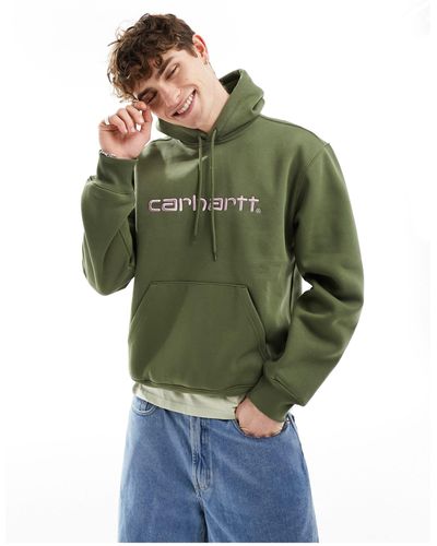 Carhartt Felpa con cappuccio con scritta - Verde