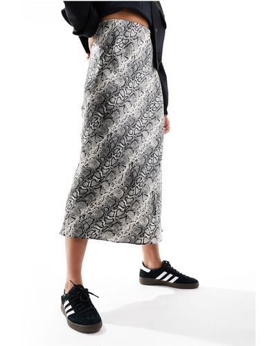 New Look Satin Midi Skirt - Natural
