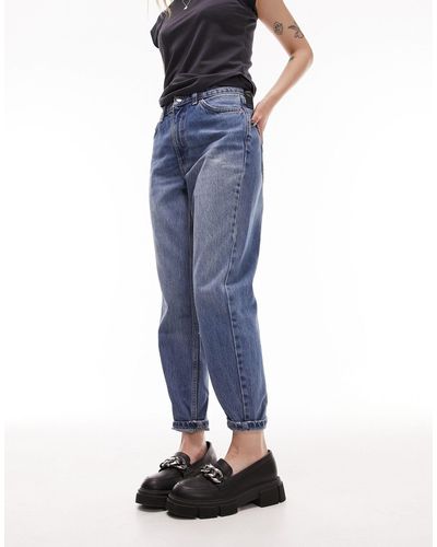 Topshop Unique Mom jeans medio - Blu