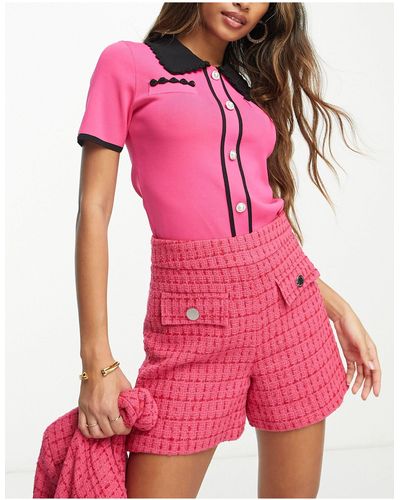 Morgan Tweed Pocket Detail Tailored Short Co-ord - Pink