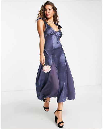 TOPSHOP Bridesmaid Contrast Insert Detail Slip Dress - Blue