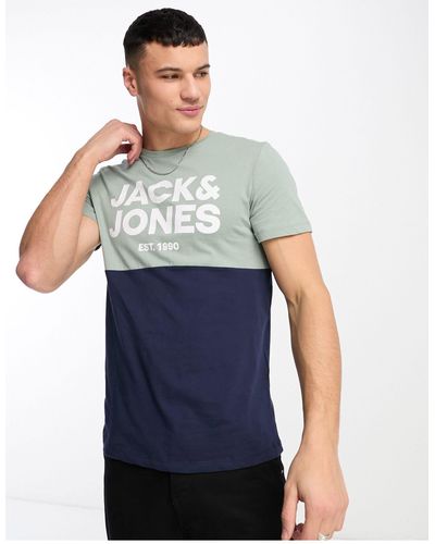 Jack & Jones – t-shirt mit blockfarben-design - Blau