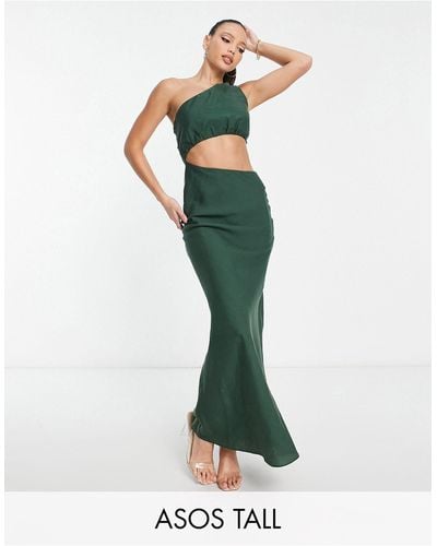 ASOS Asos Design Tall One Shoulder Maxi Dress - Green