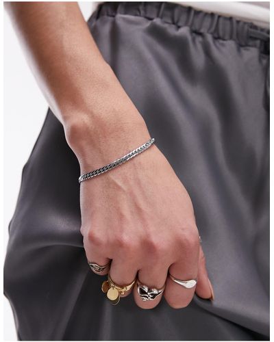 TOPSHOP Percy - bracelet à maillons gourmette en acier inoxydable imperméable - Gris