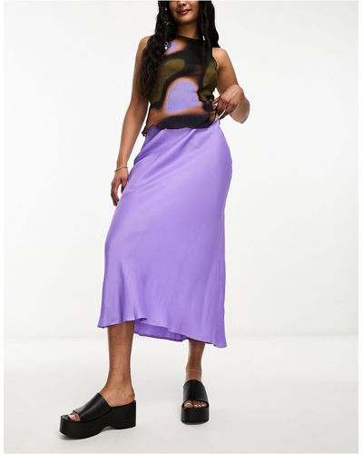 Nobody's Child Mila Satin Midi Skirt - Purple