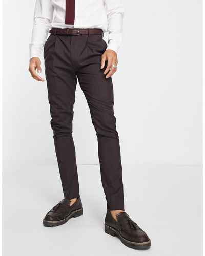 Noak Premium Wool-rich Skinny Suit Trousers - Purple
