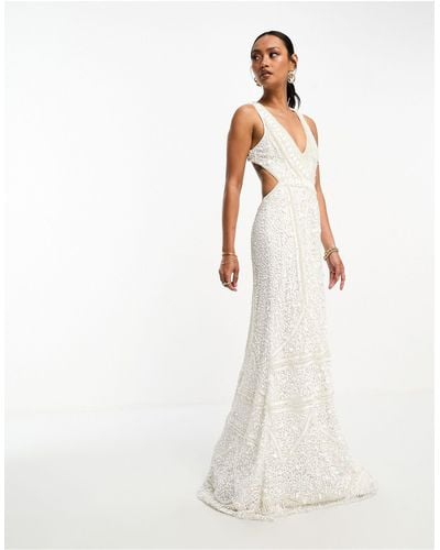 A Star Is Born Embellished Open Back Maxi Dress - White