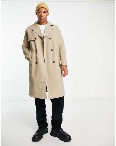 Only & Sons – longline-trenchcoat - Natur