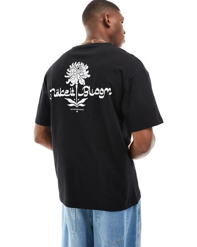 Jack & Jones T-shirt oversize avec imprimé « make it bloom » au dos - Noir