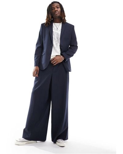 ASOS Extreme Wide Suit Trousers - Blue