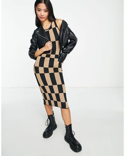 for Up Women Checkered Dresses to off Black And | 71% - White Lyst