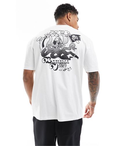 ASOS T-shirt comoda bianca con stampa stile cartone animato sul retro - Bianco