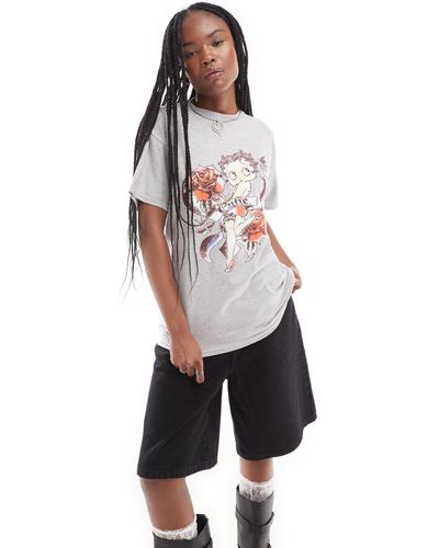 Daisy Street Oversized T-shirt With Vintage Betty Boop Print - Multicolor