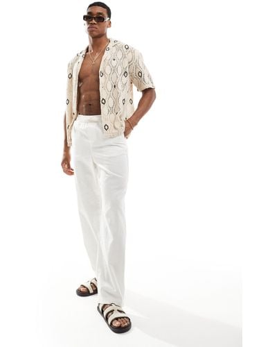 ASOS Relaxed Linen Trouser - White