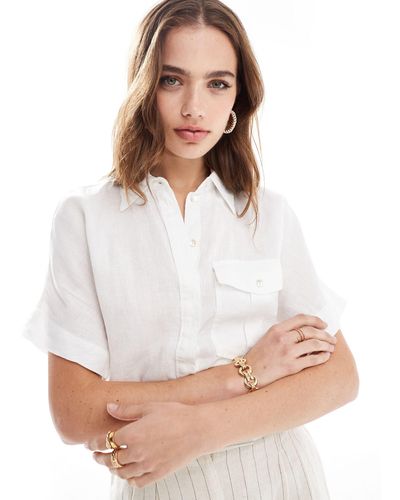 Mango Short Sleeve Linen Shirt - White