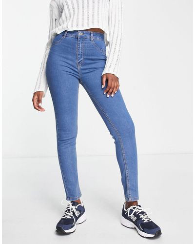 Pull&Bear Jean skinny taille haute - moyen - Bleu