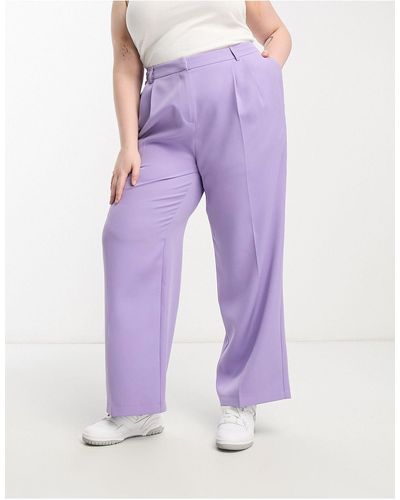 Yours Tailored Wide Leg Trousers - Purple
