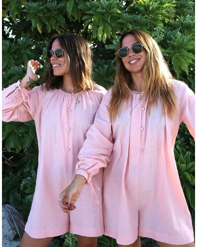 Labelrail X Collyer Twins Oversized Romper Playsuit - Pink