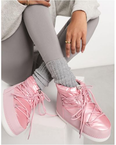 Public Desire Zuri Low Ankle Snow Boots - Pink