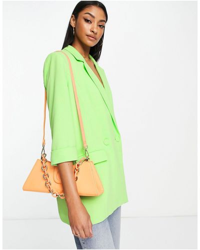River Island Double Breasted Ruched Sleeve Blazer Co-ord - Green