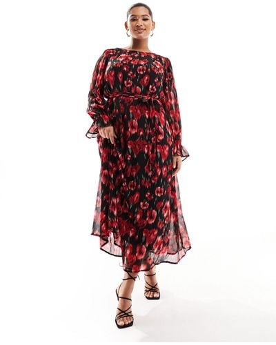 ONLY Belted Maxi Dress - Red